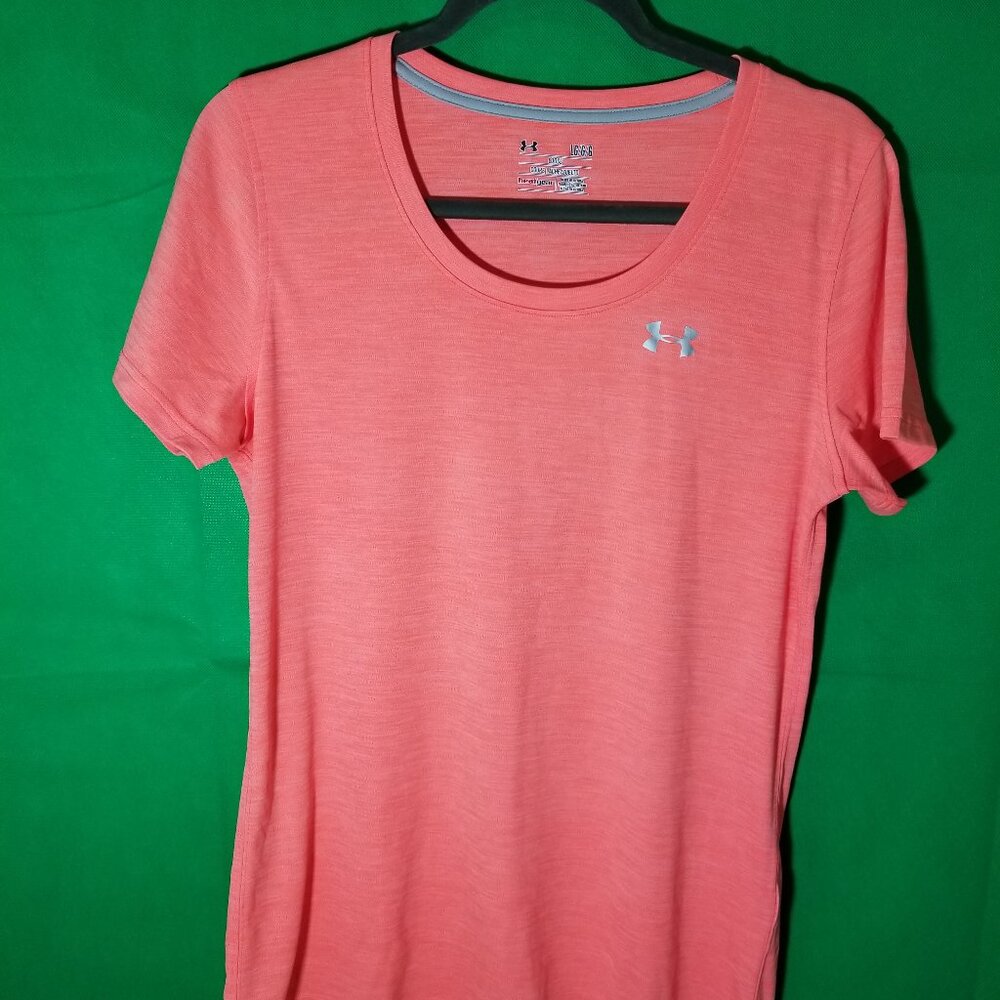 Under Armour Women Large Loose Fit Heatgear Scoop Neck Short Sleeve Orange
